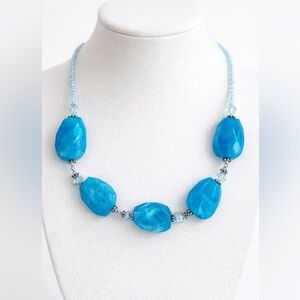 Y2K  Aqua‎ Chunky Blue Bead Statement Mermaid Ocean Necklace